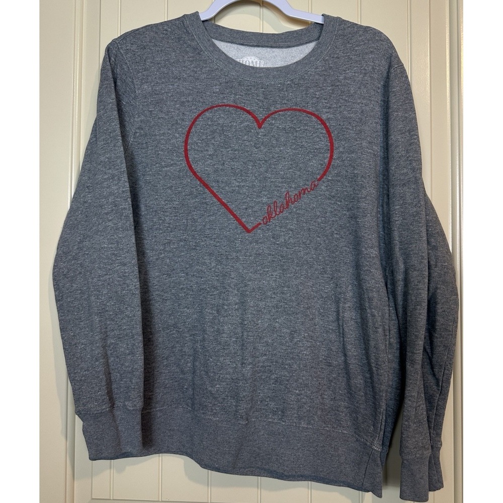 Home Free Womens Gray Oklahoma Heart Graphic crewneck Sweatshirt Size L souvenir